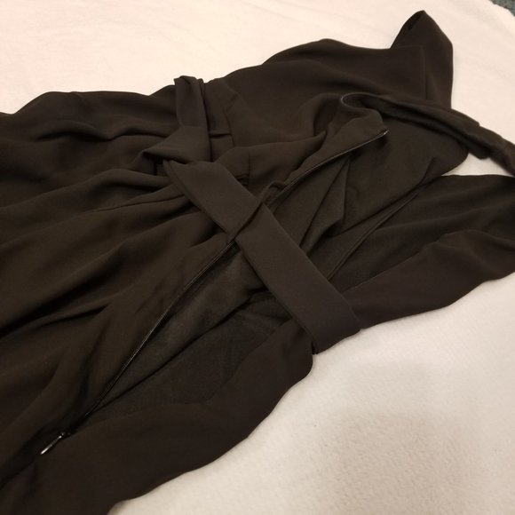 Tie Waist Flowy Long Wide Leg Elegant Black Romper Jumpsuit Sienna Sky - Picture 5 of 11